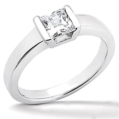 Echt Aus der Erde Abgebauter Natürlicher Diamant-Solitär-Ring Prinzessinnenschnitt 1,50 Karat Weißgold 14K