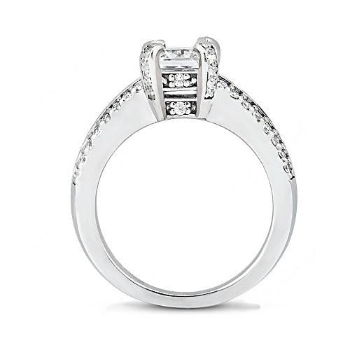 Echt Aus der Erde Abgebauter Natürlicher Diamant-Solitärring im Prinzessin-Schliff 2.20 ct. Mit Akzenten