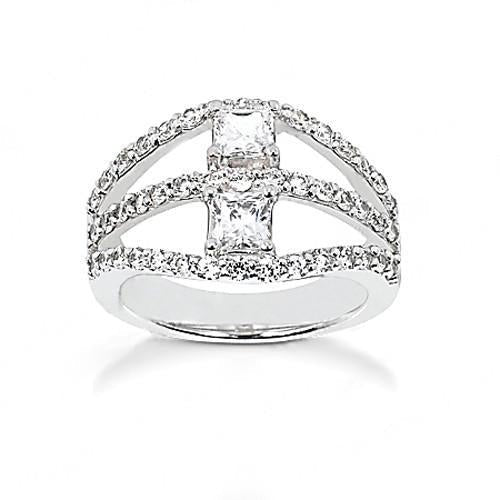 Echt Aus der Erde Abgebauter Natürlicher Diamant-Split-Schaft-Ring mit Akzenten 1,40 cts. Schmuck Weißgold