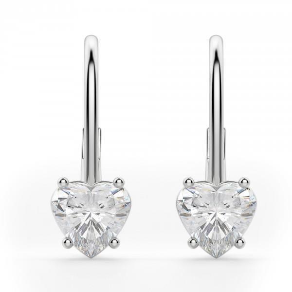 Echt Diamant-Tropfenohrringe im Herzschliff 2 Ct. Krappenfassung