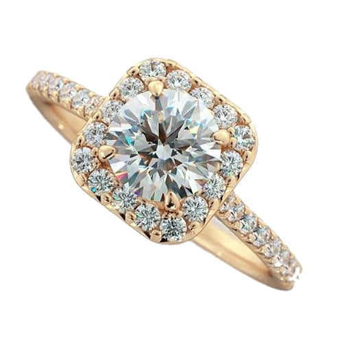 Echt Diamant Verlobung Ring Halo 2.25 Karat Gelb Gold Damen Schmuck