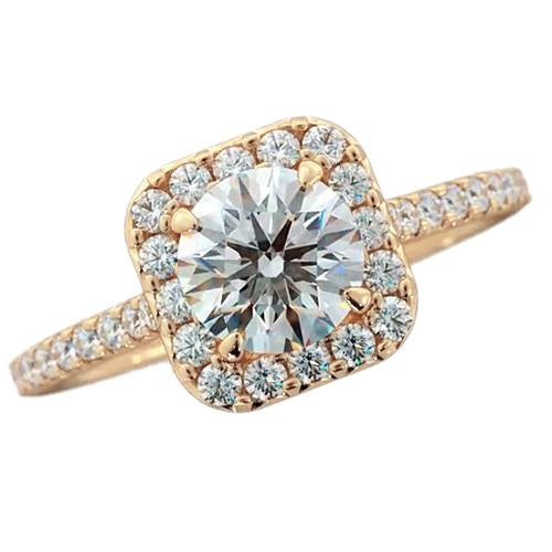 Echt Diamant Verlobung Ring Halo 2.25 Karat Gelb Gold Damen Schmuck