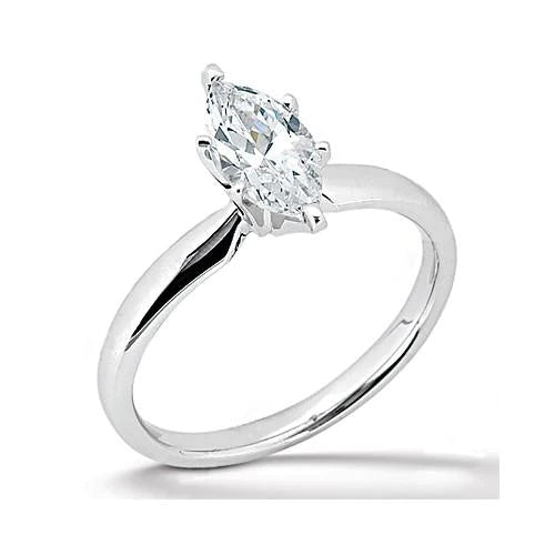 Echt Diamant-Verlobungs-Solitärring-Band-Set 1,25 Karat Marquise WG 14K