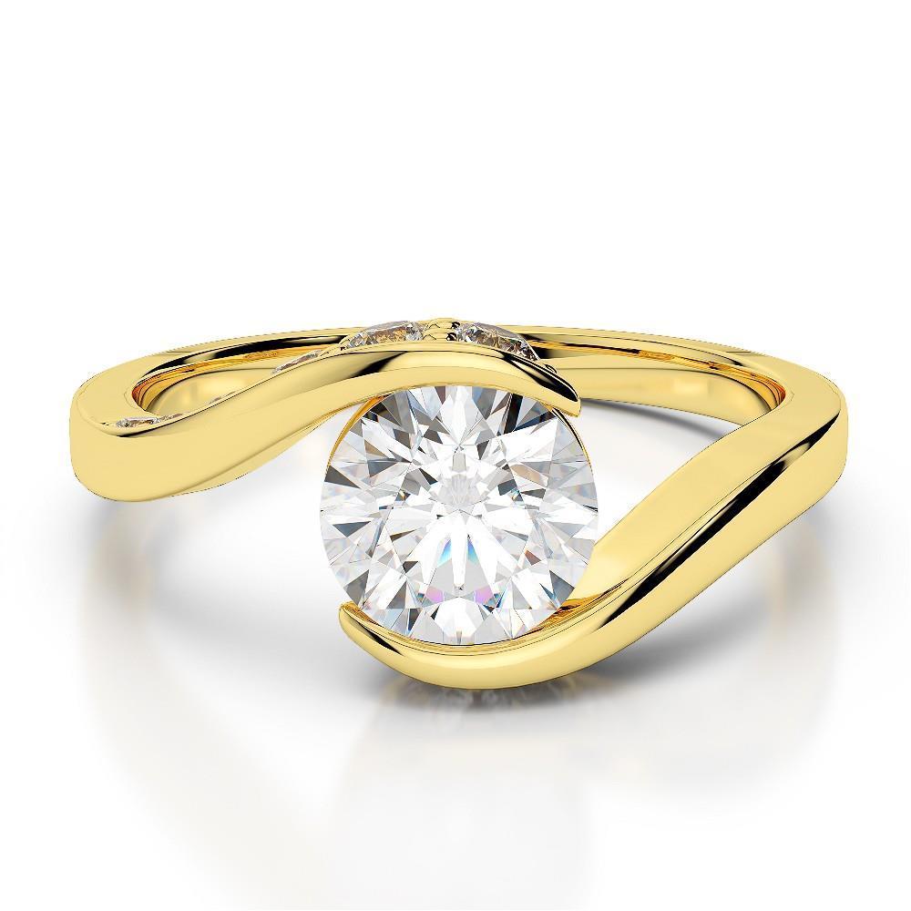 Echt Diamant-Verlobungsring 2,40 Karat Split Shank Gelbgold Schmuck