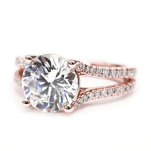 Echt Diamant-Verlobungsring 3 Karat Roségold Split Shank Schmuck Neu