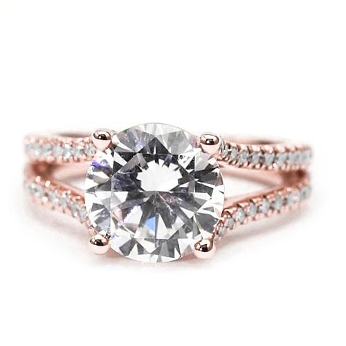 Echt Diamant-Verlobungsring 3 Karat Roségold Split Shank Schmuck Neu