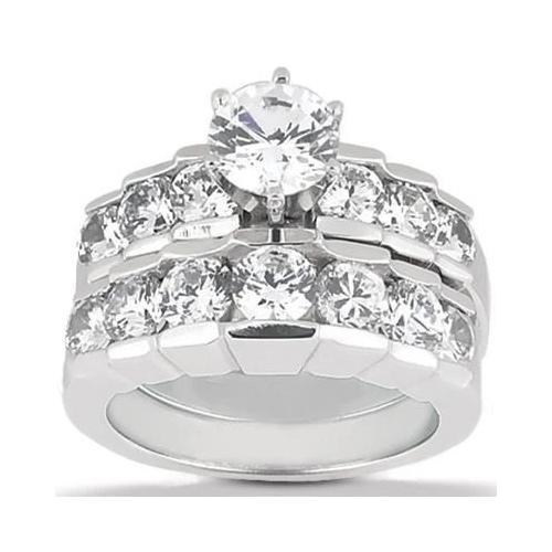 Echt Diamant-Verlobungsring 3,06 ct. Verlobungsset Gold