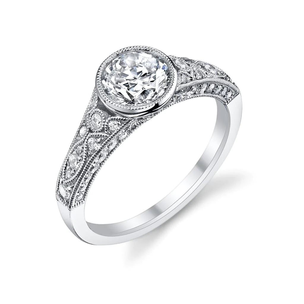 Echt Diamant-Verlobungsring Antik-Stil 2.90 Karat Weißgold Lünette Satz