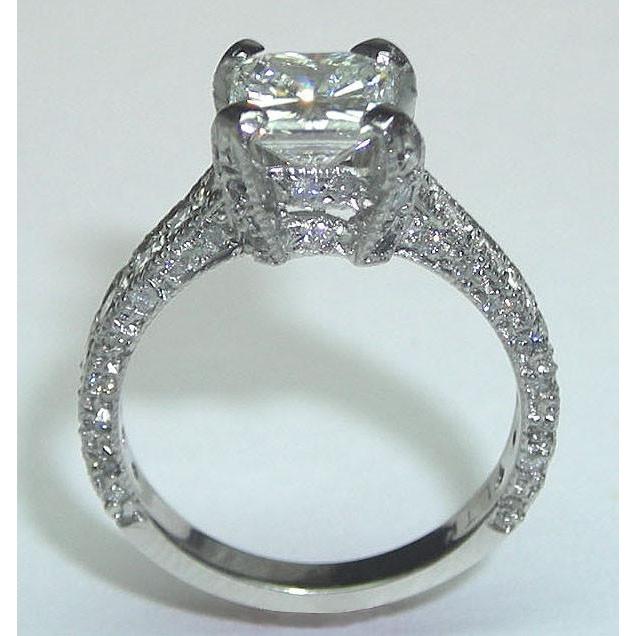 Echt Diamant-Verlobungsring Antik-Stil 3.50 Karat Weißgold 14K