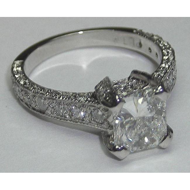 Echt Diamant-Verlobungsring Antik-Stil 3.50 Karat Weißgold 14K