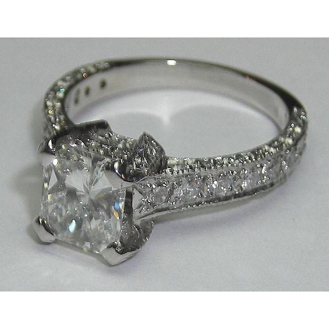 Echt Diamant-Verlobungsring Antik-Stil 3.50 Karat Weißgold 14K