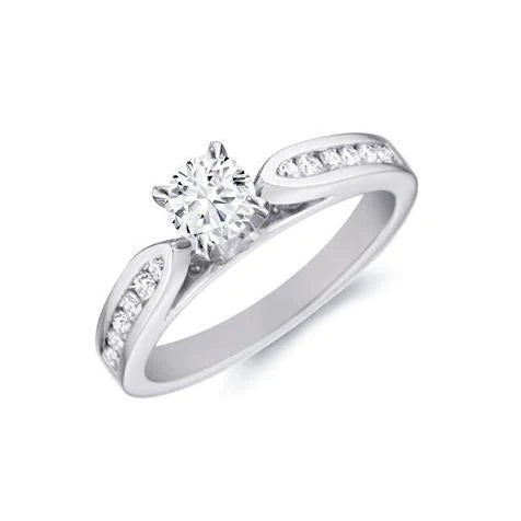 Echt Aus der Erde Abgebauter Natürlicher Diamant-Verlobungsring Brillantschliff 2.10 Karat geteilter Schaft WG 14K