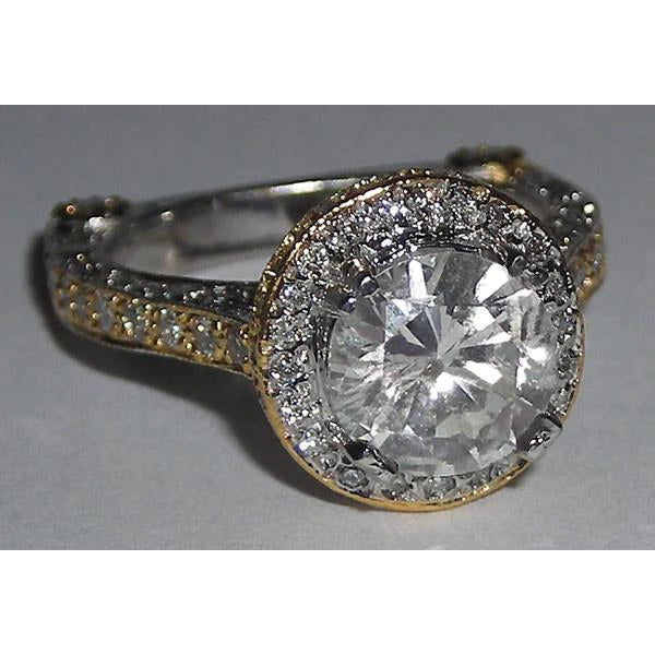 Echt Diamant-Verlobungsring Euro Schaft 3,51 Karat zweifarbiger Schmuck