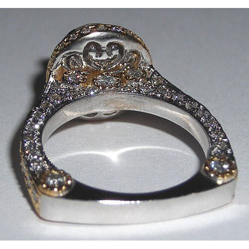 Echt Diamant-Verlobungsring Euro Schaft 3,51 Karat zweifarbiger Schmuck