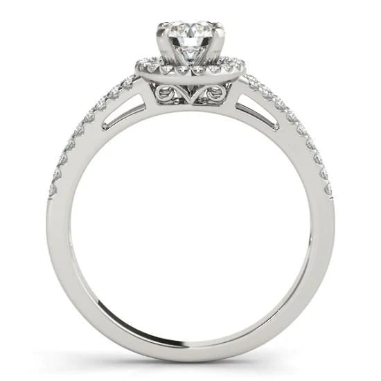Echt Diamant-Verlobungsring Halo Split Shank Schmuck 1,35 Karat WG 14K