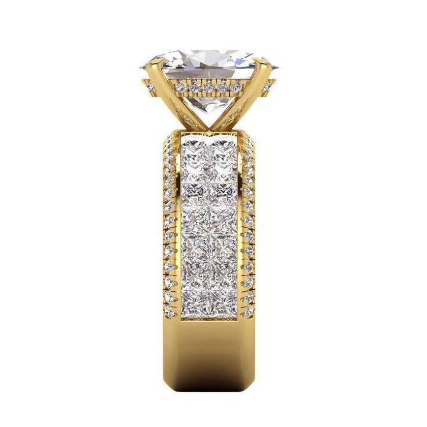 Echt Diamant-Verlobungsring Oval Center 6,92 Karat Gelbgold 14K