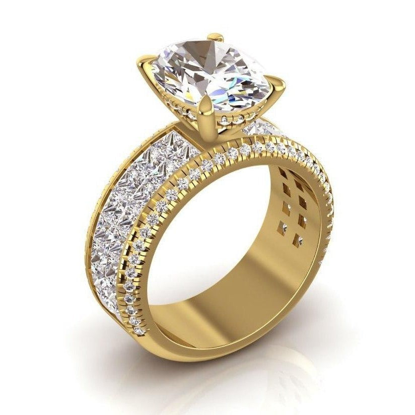 Echt Diamant-Verlobungsring Oval Center 6,92 Karat Gelbgold 14K