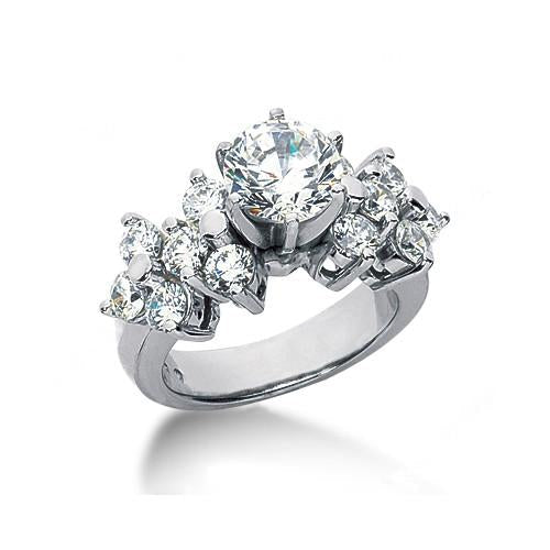 Echt Diamant-Verlobungsring Weißgold 14K 3,30 Karat Neu