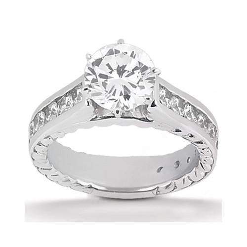 Echt Aus der Erde Abgebauter Natürlicher Diamant-Verlobungsring mit Akzenten 4,21 Karat Weißgold 14K
