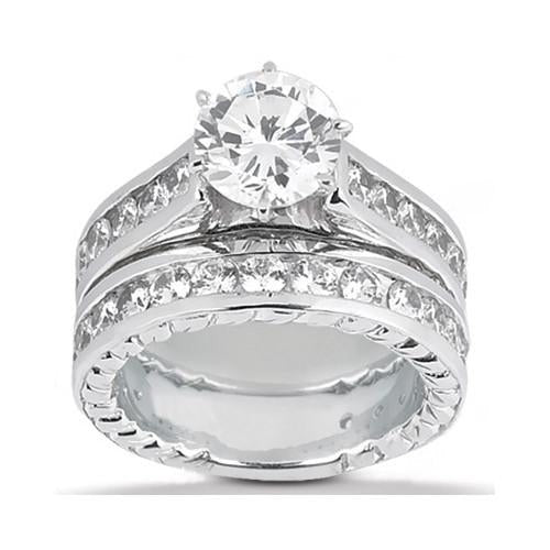 Echt Aus der Erde Abgebauter Natürlicher Diamant-Verlobungsring mit Akzenten 4,21 Karat Weißgold 14K
