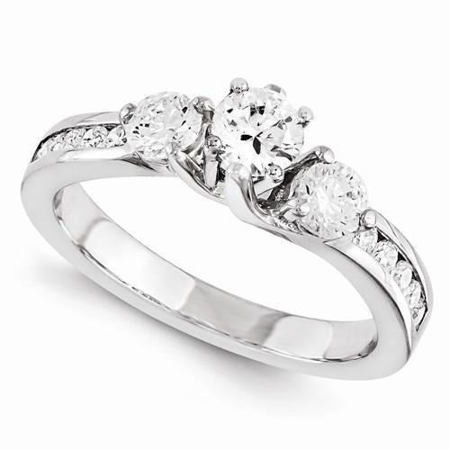 Echt Aus der Erde Abgebauter Natürlicher Diamant-Verlobungsring mit drei Steinen 1,95 Karat 14K Weißgold