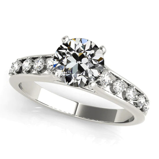 Echt Diamant-Verlobungsring runder Altschliff Krappen-Satz 3.50 Karat Weißgold