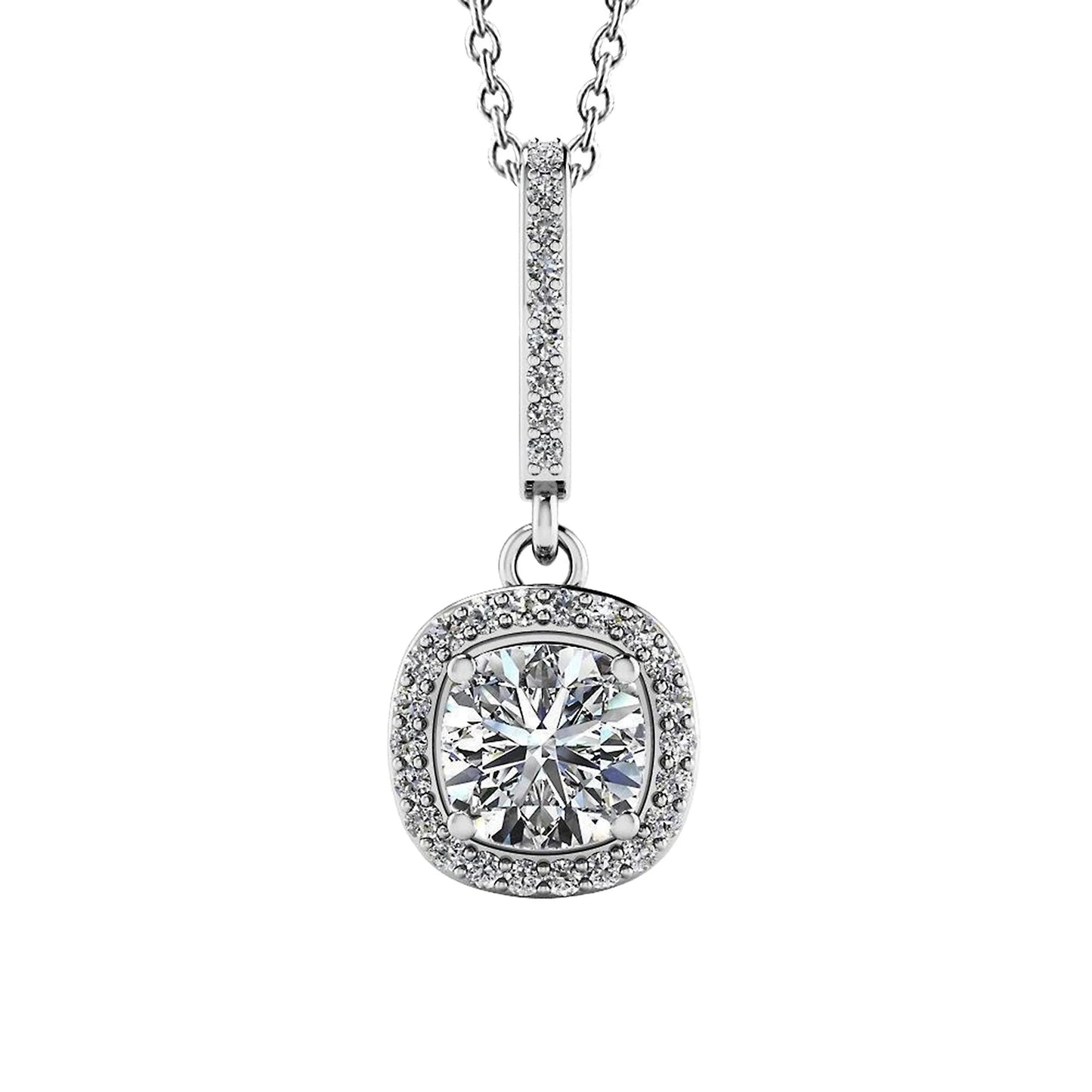 Echt Diamant im Kissenschliff Ravishing Drop Anhänger Halskette 4.31 Karat WG 14K