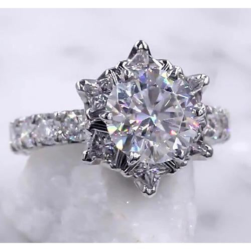 Echt Diamantring Starburst 3 Karat Damen 14K Weißgold Schmuck