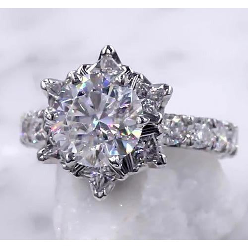 Echt Diamantring Starburst 3 Karat Damen 14K Weißgold Schmuck