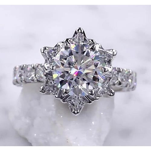 Echt Diamantring Starburst 3 Karat Damen 14K Weißgold Schmuck