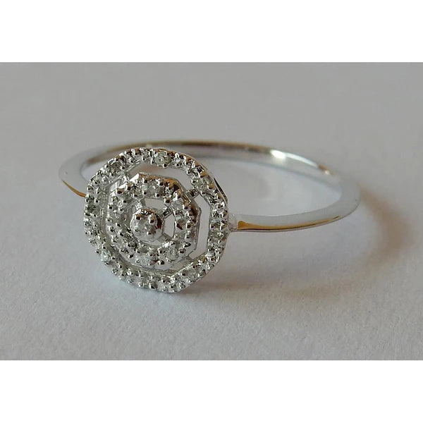 Echt Diamantring doppelter Halo-Stil 14 Karat Weißgold