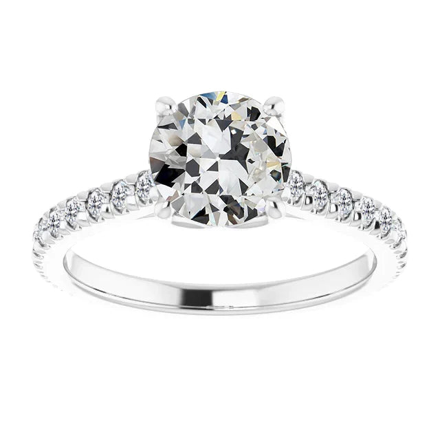 Echt Diamantrunder Solitärring im alten Minenschliff mit Akzenten 5 Karat