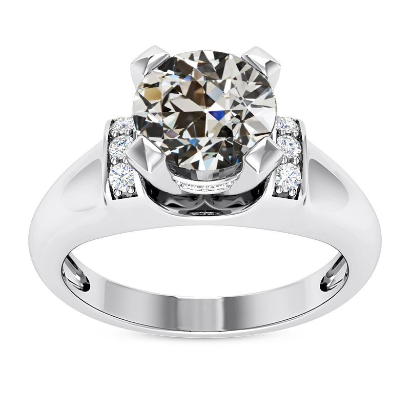 Echt Diamantrunder alter Minenschliff ausgefallener Ring mit breitem Band 4.75 Karat Schmuck
