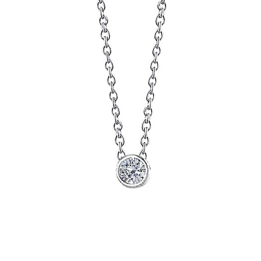 Echt Funkelnde Aus der Erde Abgebauter Natürlicher Diamant-Anhänger-Halskette 0,50 Karat Lünette Set WG 14K Neu