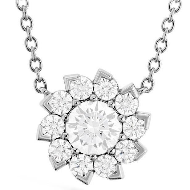 Echt Funkelnder Aus der Erde Abgebauter Natürlicher Diamant-Halsketten-Anhänger mit Kette 3.0 Karat Weißgold 14K