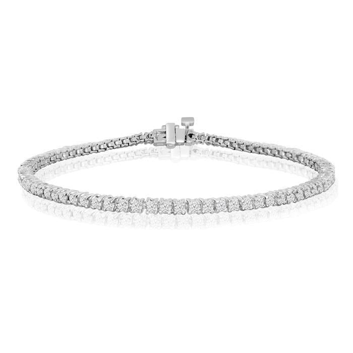 Echt Funkelndes Aus der Erde Abgebauter Natürlicher Diamant-Tennis-Armband Prong Set 4 Karat Weißgold 14K