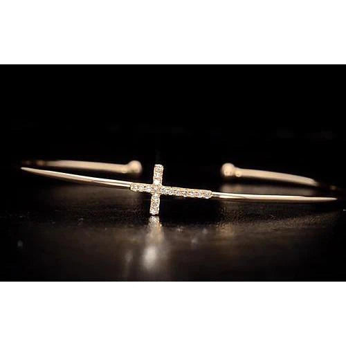 Echt Gelbgold Armreif 1 Karat Kreuz Damen Schmuck