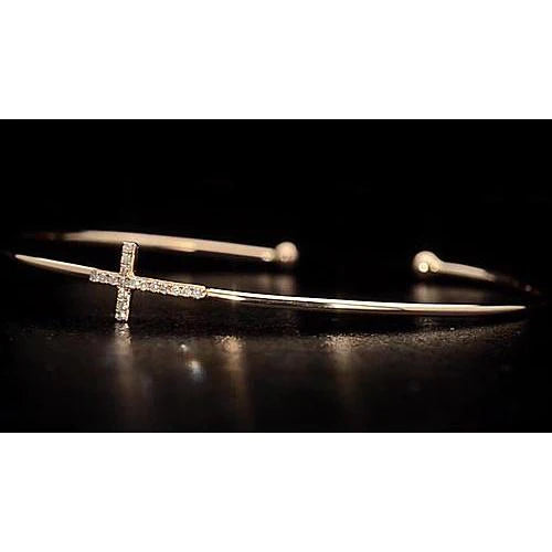Echt Gelbgold Armreif 1 Karat Kreuz Damen Neu