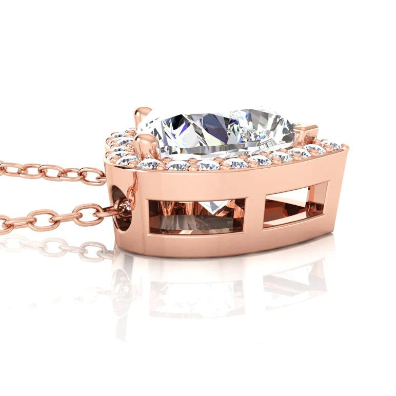 Echt Halo-Aus der Erde Abgebauter Natürlicher Diamant Anhänger
