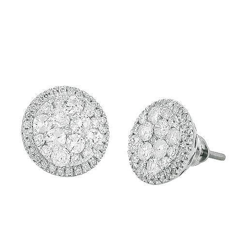 Echt Halo-Aus der Erde Abgebauter Natürlicher Diamant-Cluster-Ohrringe