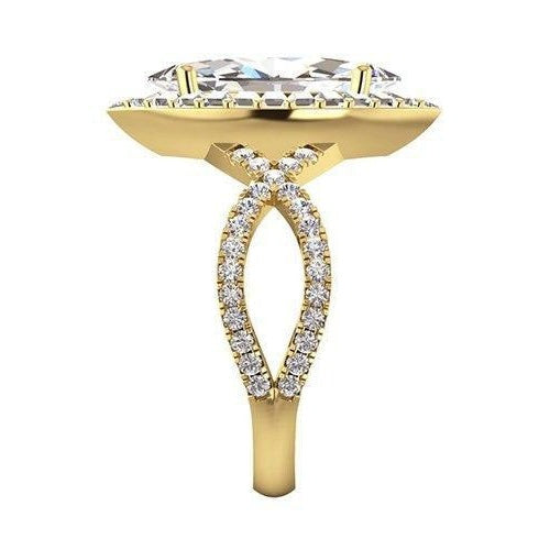 Echt Halo Diamant-Verlobungsring 6 Karat Marquise Zentrum Gelbgold 14K