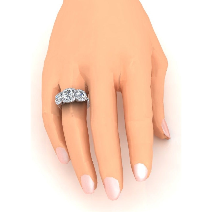 Echt Halo-Kissen-Aus der Erde Abgebauter Natürlicher Diamant-Verlobungsring