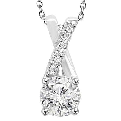 Echt Halskette mit Aus der Erde Abgebauter Natürlicher Diamanten im Brillantschliff 2,50 Karat 14K Weißgold
