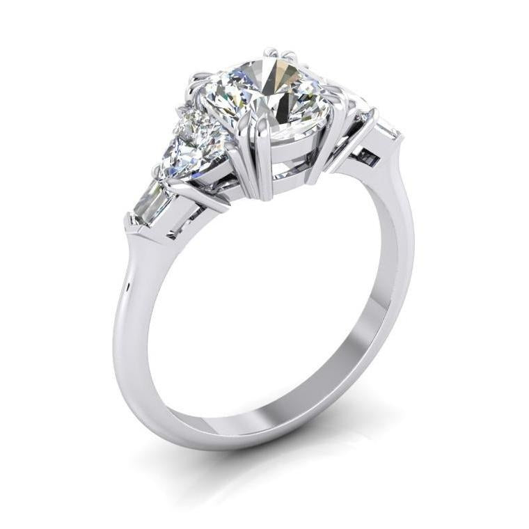 Echt Kissen Diamant-Verlobungsring 3 Karat Weißgold im Trillionenschliff 14K