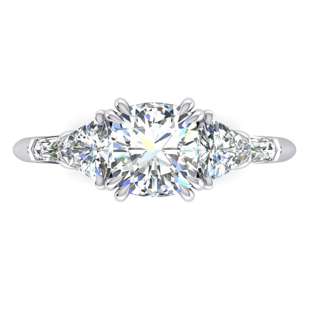 Echt Kissen Diamant-Verlobungsring 3 Karat Weißgold im Trillionenschliff 14K