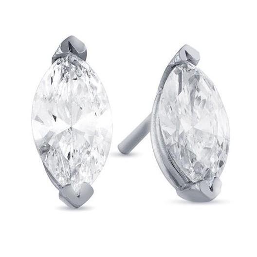 Echt Marquise-förmige Aus der Erde Abgebauter Natürlicher Diamant-Ohrstecker 6 Karat Weißgold 14K