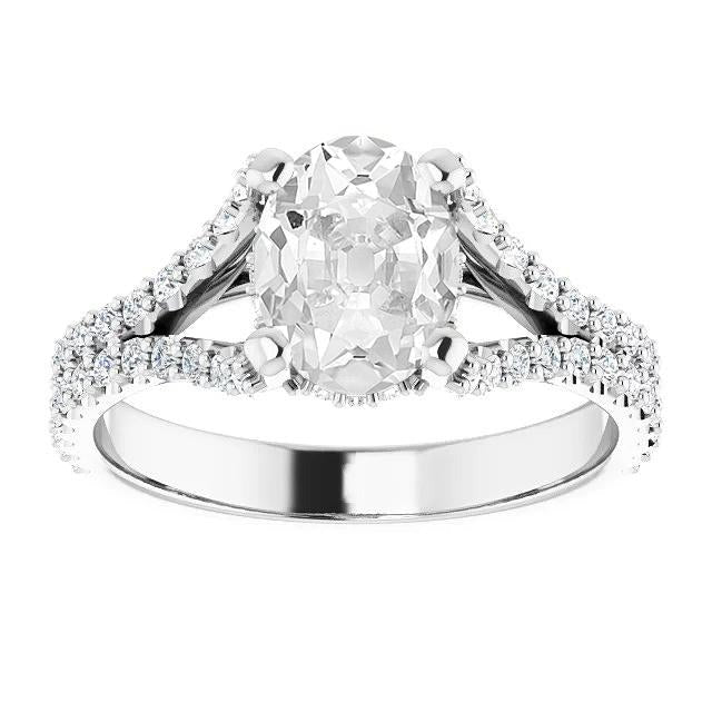 Echt Ovaler alter Bergmann Diamantring Krappenset Split Shank 7 Karat