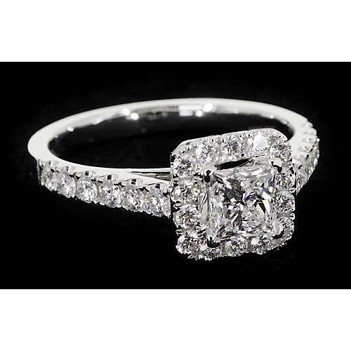 Echt Prinzessin Schliff Diamant Halo Fassung Verlobung Ring 2 Karat