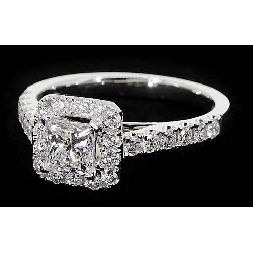 Echt Prinzessin Schliff Diamant Halo Fassung Verlobung Ring 2 Karat