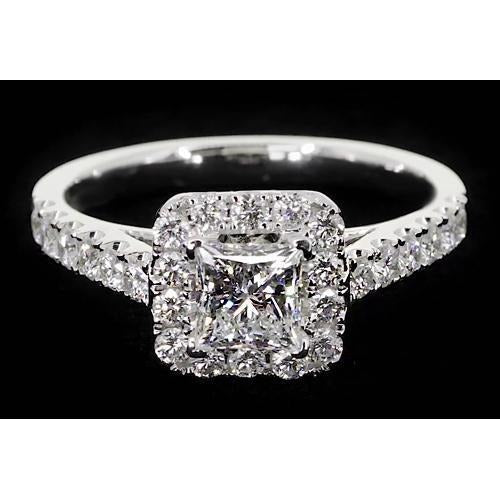 Echt Prinzessin Schliff Diamant Halo Fassung Verlobung Ring 2 Karat